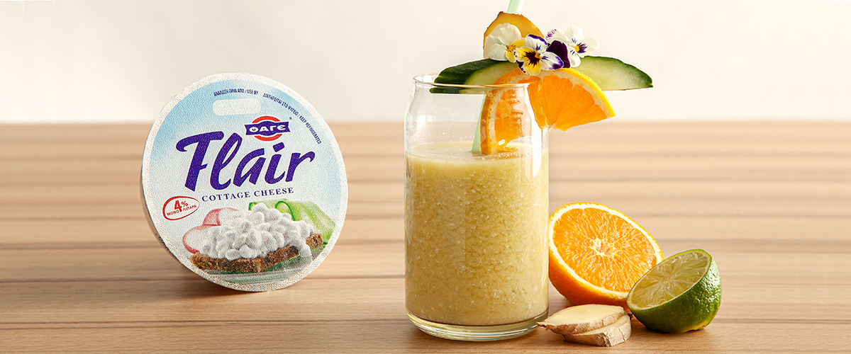 Smoothie με Ginger, Πορτοκάλι και Flair Cottage Cheese