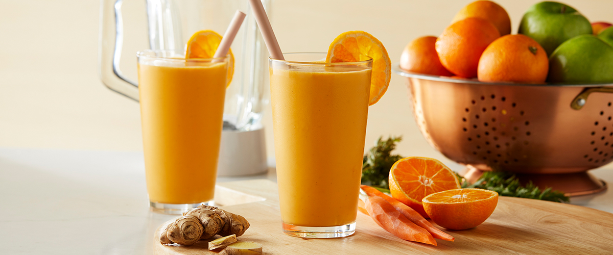 Smoothie με καρότο, πορτοκάλι και τζίντζερ