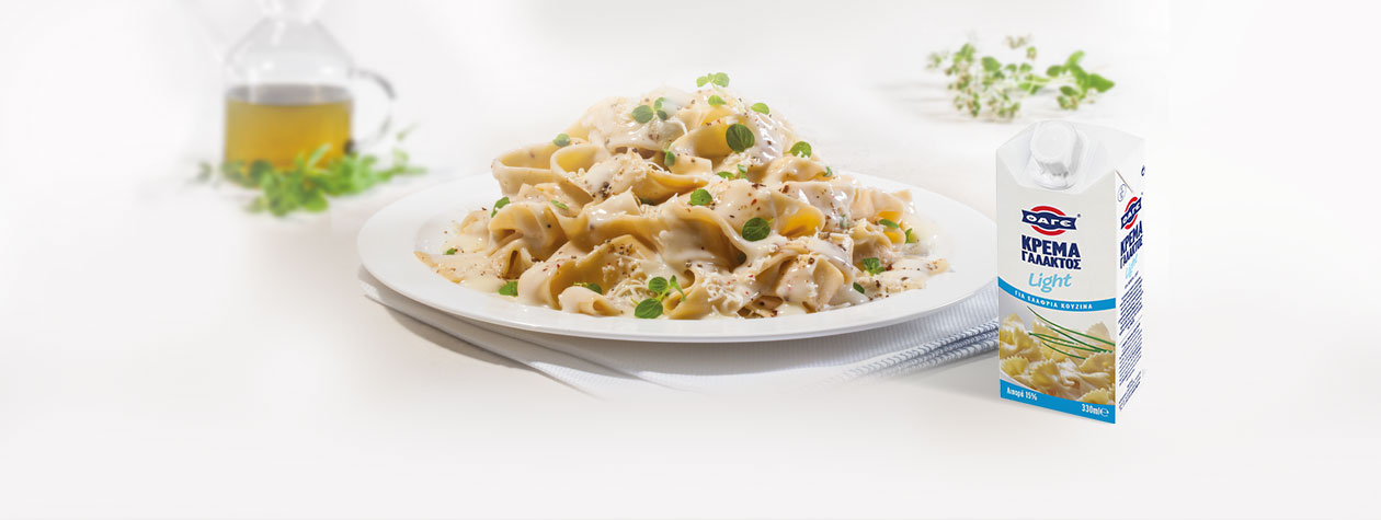 Fettucine Alfredo alla Greca με Κρέμα Γάλακτος ΦΑΓΕ Light